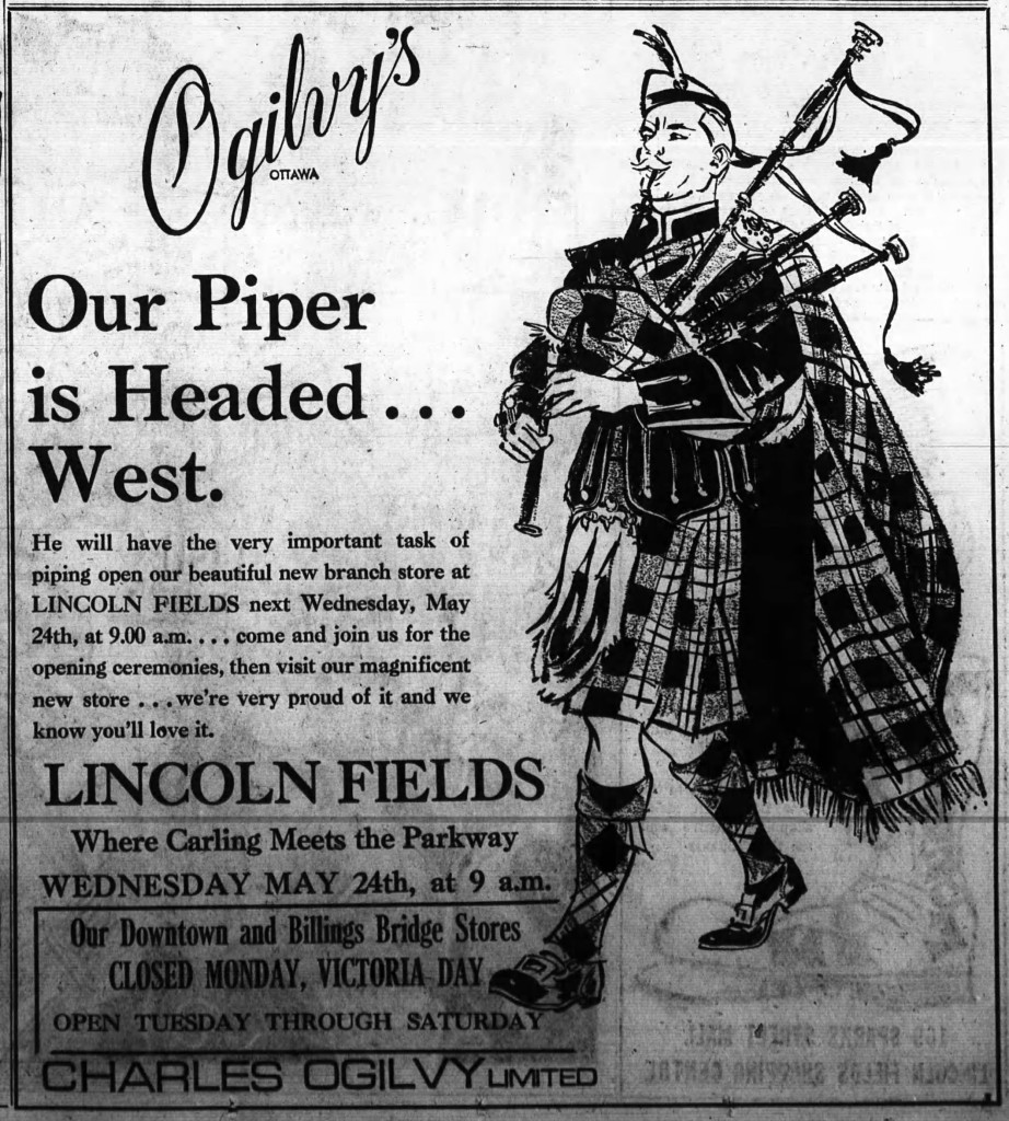 Follow Ogilvy's piper down to Lincoln Fields. True to projections, the mall was completed by the spring of 1972 and set to open on May 24. Source: Ottawa Journal, May 20, 1972.