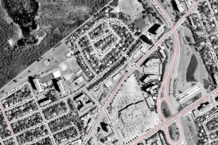 By the early 1990s, the Magee Farm had been about as developed as it would ever be. Source: geoOttawa (1991 Aerials).
